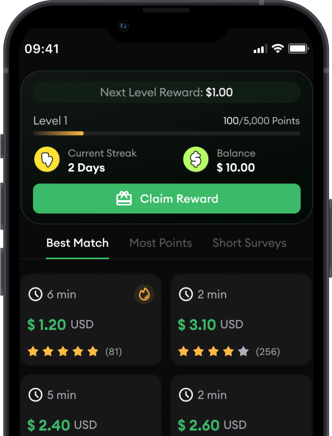 HeyCash mobile application showing a list of tasks with rewards